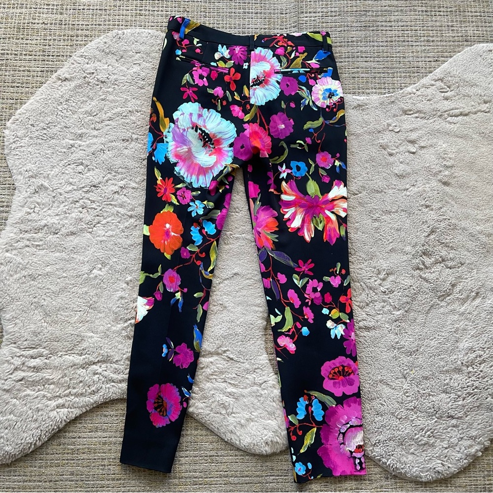 Etro Black Straight Leg Pants with Floral Design - Picture 3 of 8